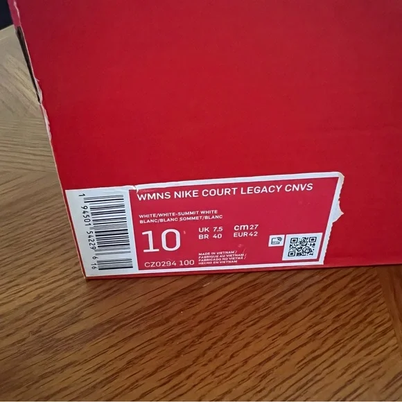 NIKE | Women’s Court Legacy White Canvas Sneaker 100 White/Summit White Size 10 - Picture 10 of 12
